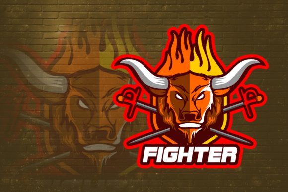 Buffalo Fighter E-Sport Logo Graphic: A Versatile Design for Your Gaming Brand