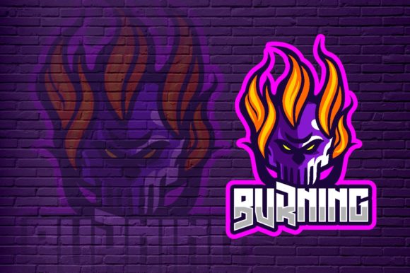 Burning Skull E-Sport Logo Graphic: Your Gaming Identity, Unleashed