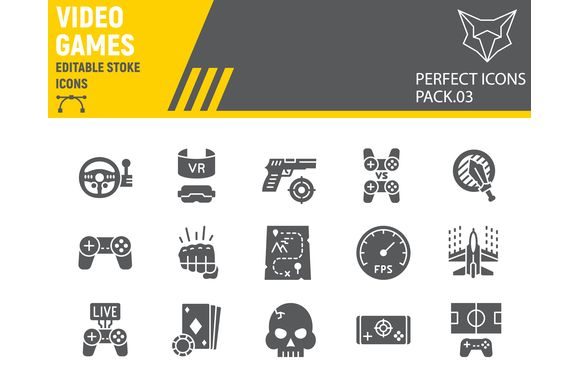 Strategic Use of Video Games Glyph Icon Set for Enhanced Branding and Communication